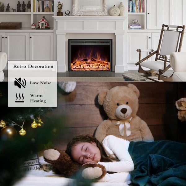 Electric Fireplace, 50" Electric Fireplace Inserts, Recessed Fireplace Heater with Remote Control, Adjustable Flame Colors, Timer&Overheating Protection, 750/1500W - Image 5