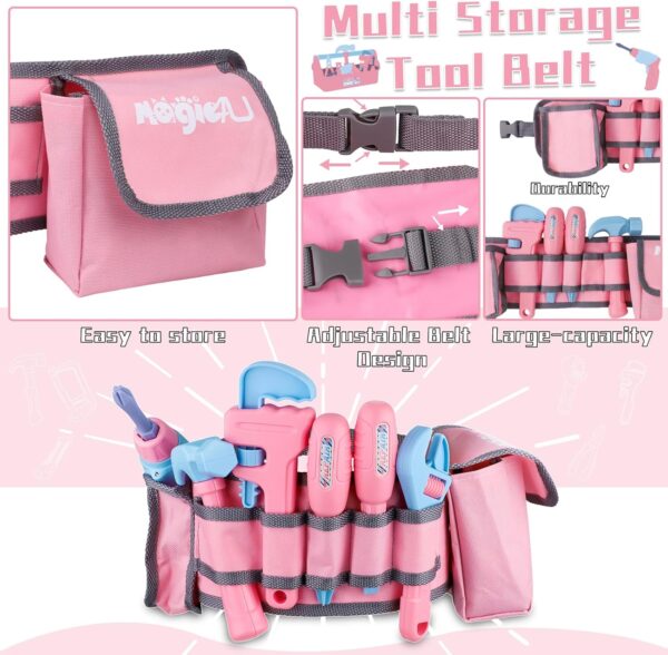 Kids Tool Set, 48PCS Toddler Tool Set with Electronic Toy Drill & Kids Tape Measure,Pretend Play Construction Toys Costume with Kids Tool Belt & Gloves,Toy Tools Box for Girl Boy Ages 3-8 - Image 7