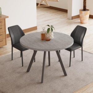 Round Dining Table Set for 2, Modern Casual Coffee Table Set for Kitchen, Living Room, Apartment, Space Saving (Dining Table + 2 Black Chairs)