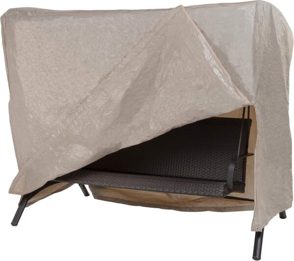 MODERN LEISURE 2-Seater Patio Outdoor Swing Cover - Waterproof and Weather-Resistant Fabric - Furniture Protection Perfect for Patio, Deck, and Porch - 87" L x 64" W x 66" H - Khaki