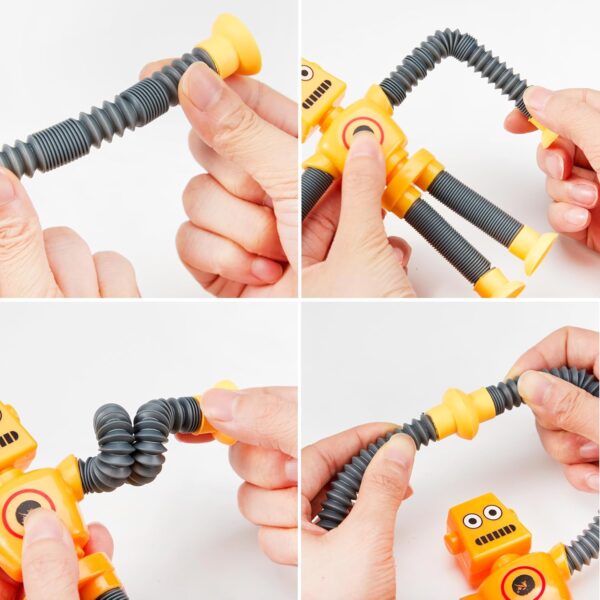 JOYIN Pop Tubes Robot Toys for Kids, 4 Pcs Sensory Toys for Year Old Ages 3 4 5 6 7 8 9 10 Fidget Toys Birthday Gift for Toddler Boys Girls Adults Travel Toys Stocking Stuffers Party Favors - Image 3