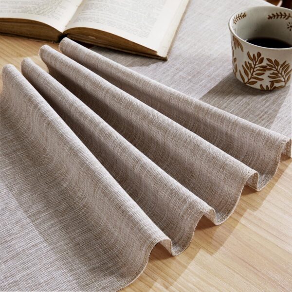Linen Style Rustic Table Runner, Farmhouse Cotton Linen Table Runner, Boho Table Runners 72 Inches Long with Hand Tassels for Home Tabletop Decor and Everyday Use - Light Coffee, 72 Inch - Image 5