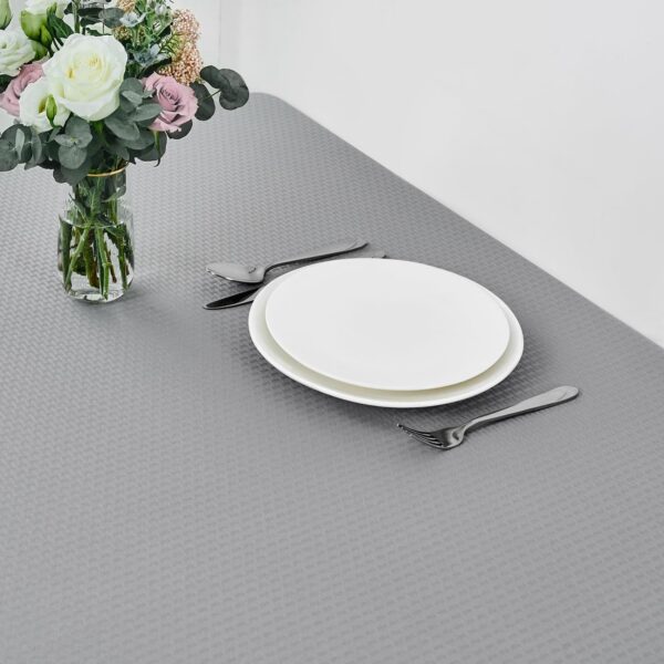 maxmill Tablecloth Weaved Texture Stain Resistant Waterproof, Wrinkle Resistant Washable Table Cloth, Fabric Table Cover for Dining Room, Indoor Outdoor Use, Rectangle 60 x 120 Inch, Light Grey - Image 4