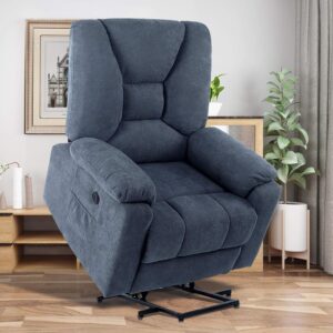Power Lift Recliner Chair with Massage and Heat for Elderly, Microfiber Fabric Electric Lift Recliner Chairs for Seniors Home Living Room, Side Pockets,USB Port,Remote Control, Midnight Blue