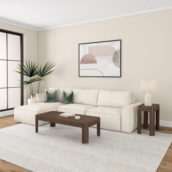 Plank+Beam Modern Rounded Coffee Table, 54 Inch, Solid Wood Contemporary Center Table for Living Room, Rectangle Tea Table, Walnut - Image 6