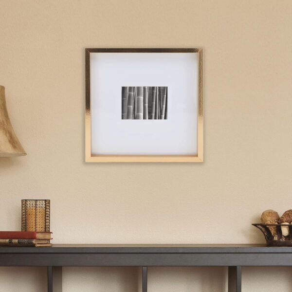 Mikasa 16x16 in. Gallery Frame for 15x15 in. Photo with 2 mm Beveled Mat, Vertical or Horizontal Display, Gold - Image 6