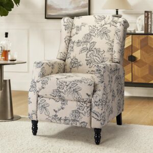 HULALA HOME Wingback Recliner Chair, Traditional Push Back Recliner Single Sofa Chair with Solid Wood Legs, Modern Lounge Armchair for Living Room, Comfy Upholstered Accent Reclining Chair, Indigo