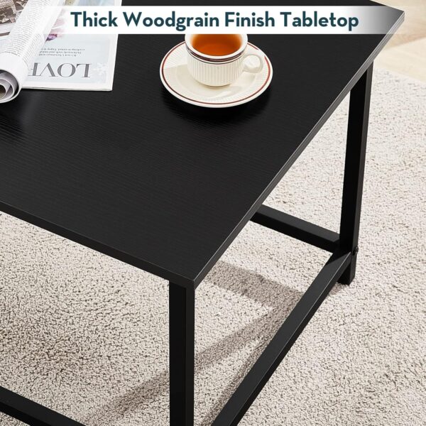 SAYGOER Black Coffee Table Simple Modern Rectangular Center Table Open Space Minimalist for Living Room Home Office Industrial Cocktail Tables, Easy Assembly, 39.37 x 19.69 x 17.72 - Image 5