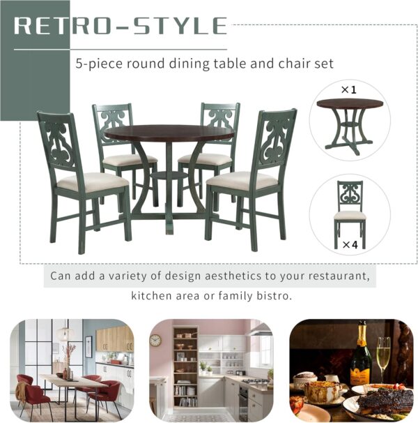 Classic and Traditional Style 6 Piece Dining Set, Includes 1 Table, 4 Upholstered Chairs & Bench, Easy to Assemble, for Living Room, Dining Room, Home Bar and Kitchen, Natural Wood Wash - Image 6