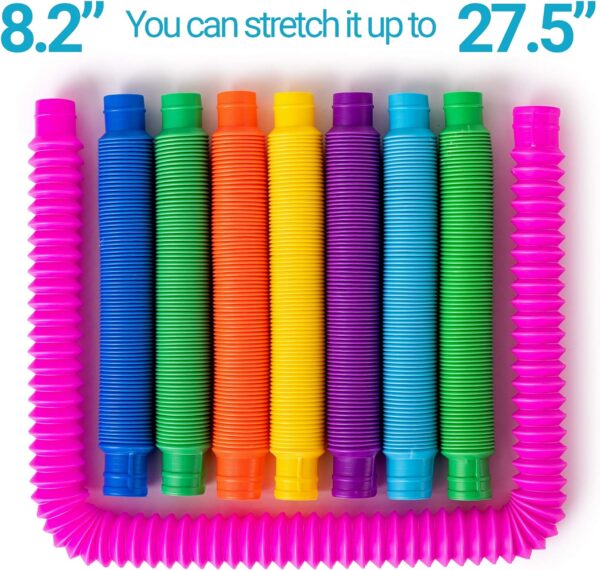 nutty toys 8 pk Pop Tubes Sensory Toys (Large) Fine Motor Skills Learning Toddler Toy for Kids Top ADHD Autism Fidget 2024 Best Preschool Boy Girl Gifts Idea Unique Christmas Toddler Stocking Stuffers - Image 7