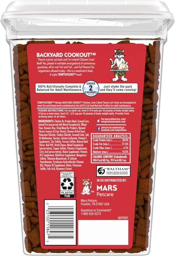 Temptations MixUps Backyard Cookout Flavor Crunchy and Soft Cat Treats, 30 oz. Tub - Image 2