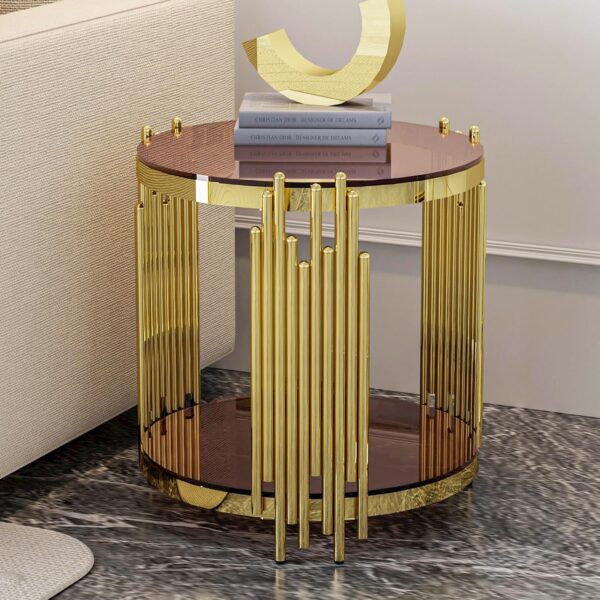 Round Glass Coffee Table Modern Luxury Black Center Table Living Room Table, Gold Stainless Steel Irregular Leg Cocktail Table (Black, 37" Coffee Table) - Image 3