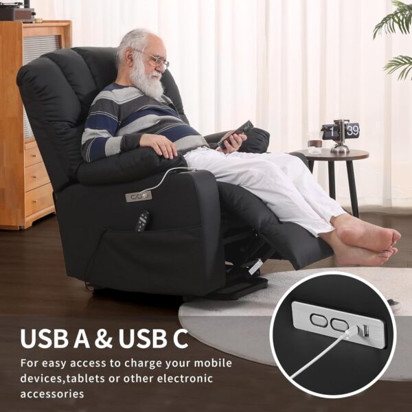 DURASPACE Power Lift Recliner Electric Lift Massage Recliner Chairs with Heat, Large Shell Faux Leather Backrest Lift Chair Recliners for Elderly, Seniors (Off White) - Image 5