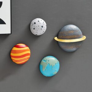 4Pcs Outer Space Planets Wall Decor Boys Room Decor Modern Wall Sculptures Planet Earth Solar System Decorations for Living Room 3D Wall Decor Outer Space Theme Bedroom Wall Decor for Kids Room Wall