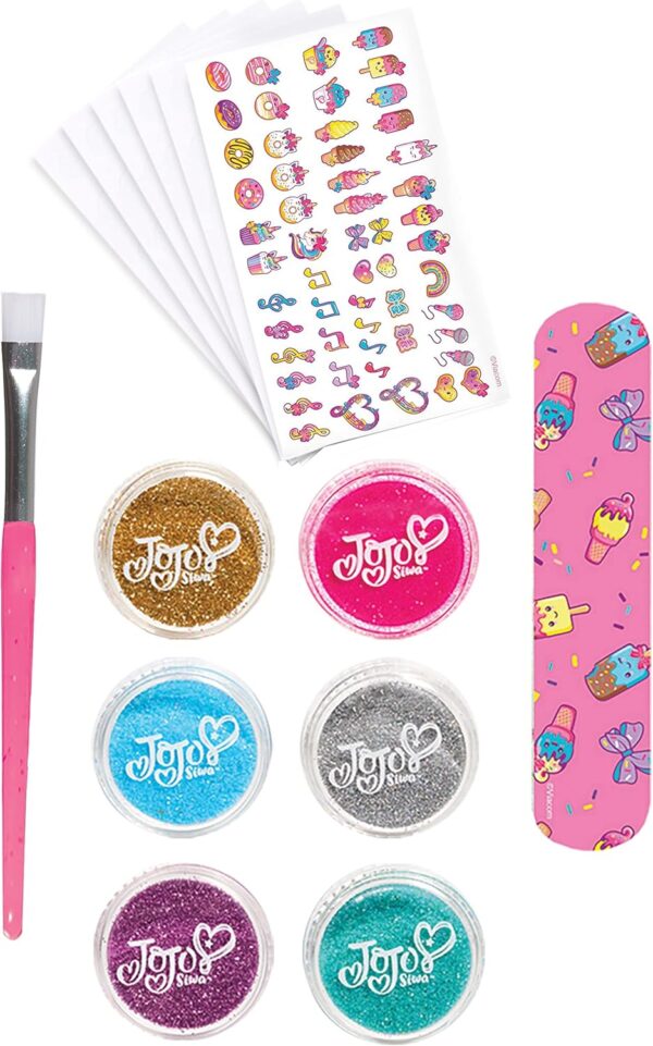 JoJo Siwa Razzle Dazzle Nail Art Decorating Kit, Kids Manicure Set with Adhesive Tabs, Brush, Stickers, Nail File and Glitter, Kids Toys for Ages 6 Up by Just Play - Image 3