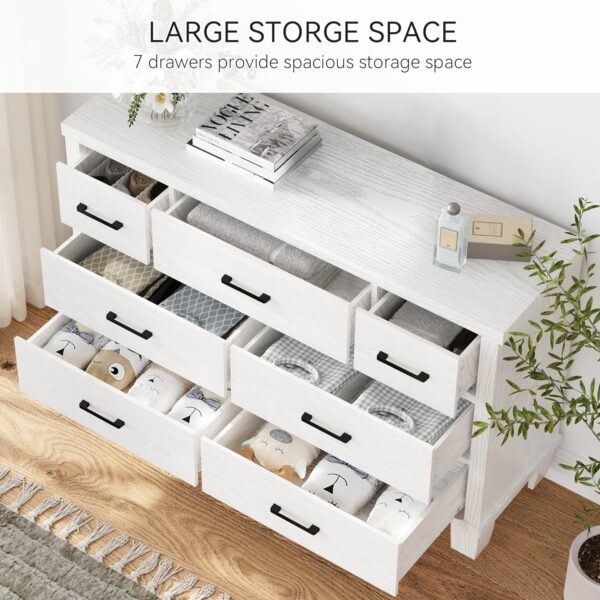 IDEALHOUSE Dresser for Bedroom with 7 Drawers, Modern Chest of Drawers Closet with Metal Handle, Wooden Dresser Organizer, for Bedroom, Living Room, White - Image 6