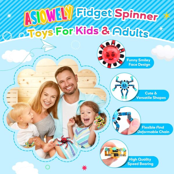 Transformable Fidget Spinner Toys for Kids & Adults,3 PCS Fidget Toys for Teens Anxiety,Sensory Toys for Autism ADHD Stress Relief,Gifts for Boys Girls Kids Fingertip Gyros Travel Toys - Image 2