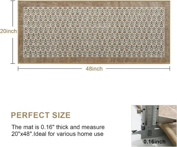KIMODE Kitchen Mtas 20"x47",Non-Slip Washable Farmhouse Kitchen Runner Rugs,Absorbent Khaki Kitchen Mats for Floor Front of Sink,Beige Standing Mats for Hallway/Laundry Room - Image 2