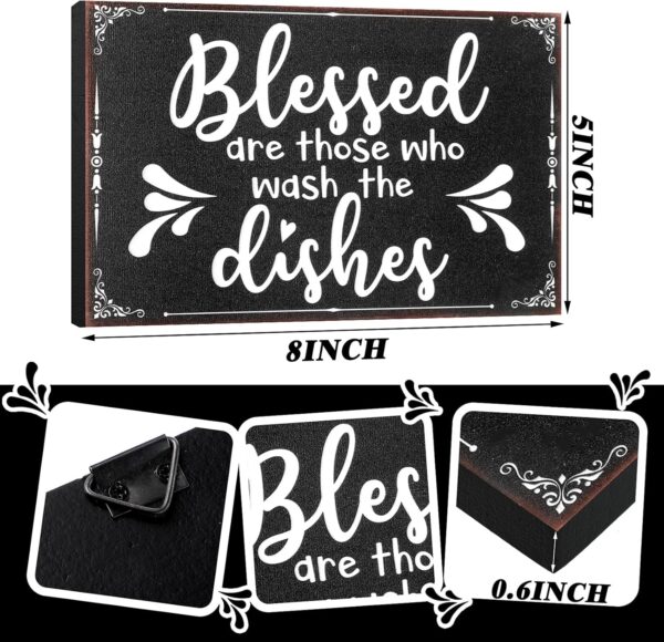 Jetec Wooden Farmhouse Kitchen Decor Black And White Modern Kitchen Wall Decoration Rustic Decorative Funny Tray Art For Shelf Home Cabinets Coffee Counter - Image 3