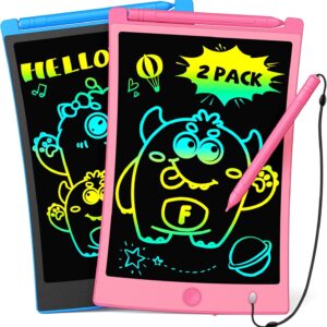 TEKFUN Kids Toys, 2Pcs LCD Writing Tablet with 4 Stylus, 8.5in Erasable Doodle Board Mess Free Drawing Pad for Kids, Car Trip Educational Toys Birthday for 3 4 5 6 7 Girls Boys