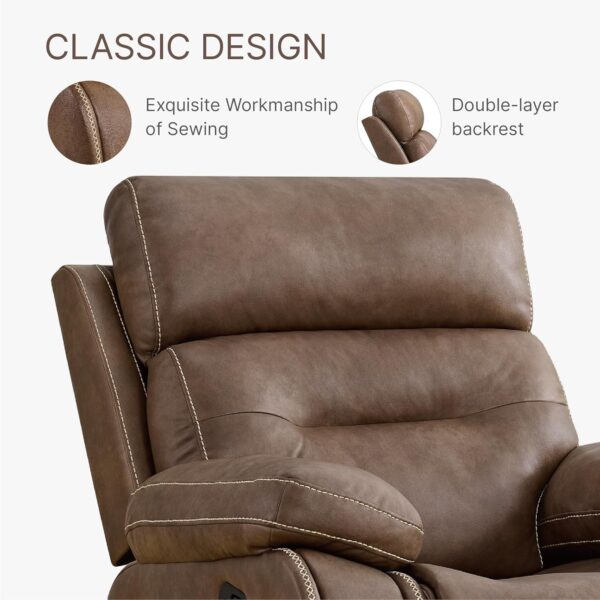 Manual Rocker Recliner Chair with Overstuffed Arms and Back, Faux Leather Single Sofa for Living Room Bedroom Home Theater Seating - Image 6