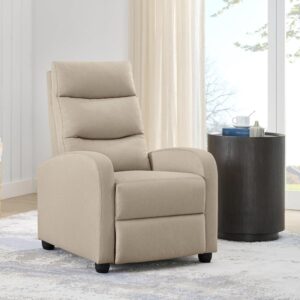 Recliner Chair for Adults Push Back Armchair Home Theater Seating with Lumbar Support Single Sofa for Living Room,Beige(Fabric)