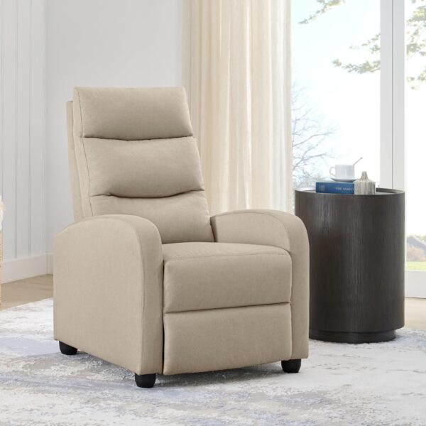 Recliner Chair for Adults Push Back Armchair Home Theater Seating with Lumbar Support Single Sofa for Living Room,Beige(Fabric)