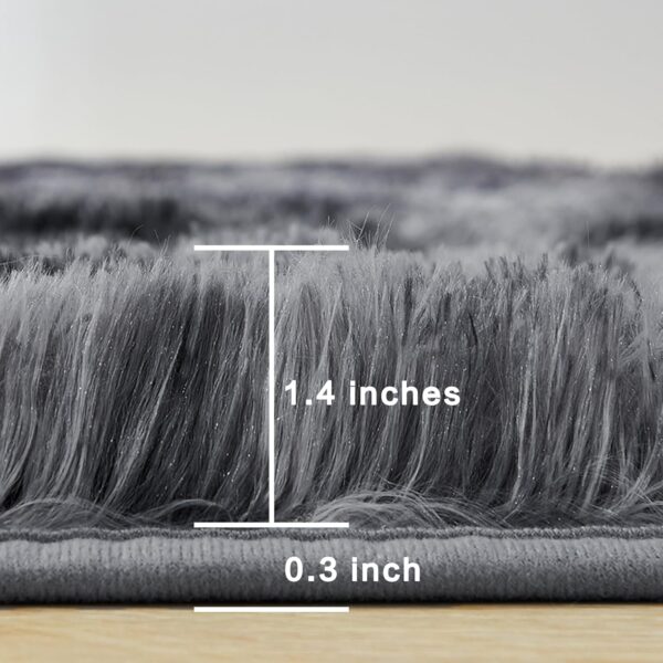 Andency 4x6 Shag Area Rug for Living Room, Tie-Dyed Dark Grey Soft Fuzzy Plush Indoor Carpets for Bedroom, Non Skid Fluffy Faux Fur Rug for Nursery Kids Boys Girls Room - Image 2