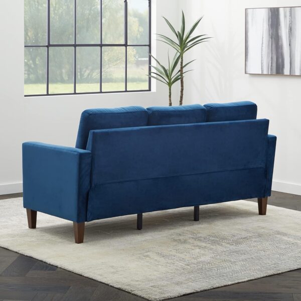 Edenbrook Archer Upholstered Couch – Couches for Living Room – Blue Velvet Couch - Living Room Furniture - Small Couch - Seats Three - Straight Arm Modern Couch - Image 4