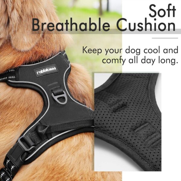 rabbitgoo Dog Harness, No-Pull Pet Harness with 2 Leash Clips, Adjustable Soft Padded Dog Vest, Reflective No-Choke Pet Oxford Vest with Easy Control Handle for Large Dogs, Black, L - Image 3