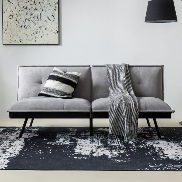 Futon Sofa Bed, Memory Foam Futon Convertible Couch Bed Sleeper, Futon Couch with Adjustable Backrest, Multi-Functional Convertible Sofa Bed, Space-Saving Sleeper Sofa for Living Room, Grey-1 - Image 7