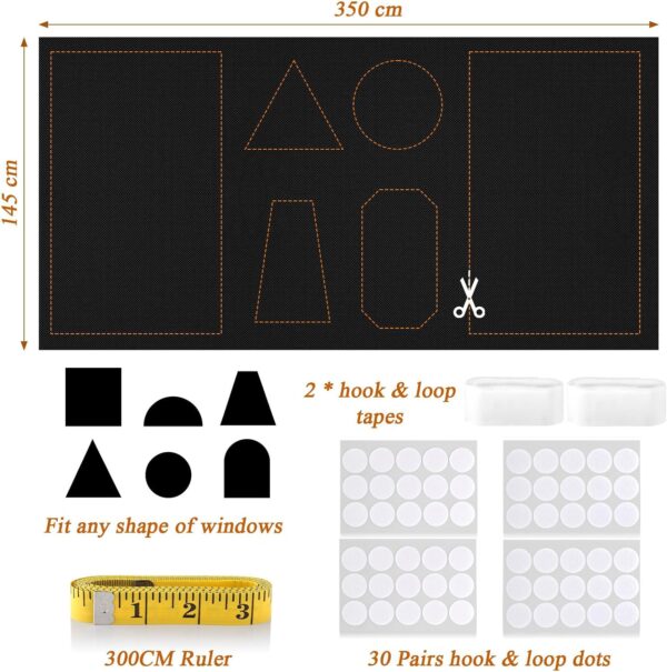 LUCMO Blackout Blinds 138" x 57", 100% Blackout Blind Curtain for Window, No Drill Portable Blackout Shades Film for Bedroom, Cut to Any Size, Nursery Black Out Blinds for Baby Travel Temporary - Image 5