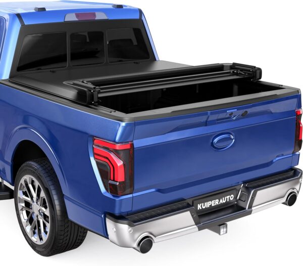 Quad 4-Flip 5.5FT Soft Flip Truck Bed Tonneau Cover On Top Compatible with 2015-2024 Ford F150 F-150 Bed Fourth Flip Styleside Truck Bed Cover