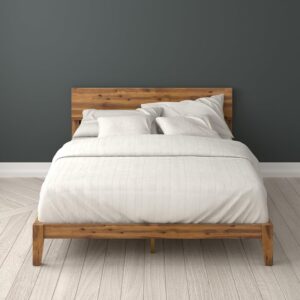 Zinus Julia Wood Platform Bed Frame, Solid Wood Foundation with Wood Slat Support, No Box Spring Needed, Easy Assembly, King