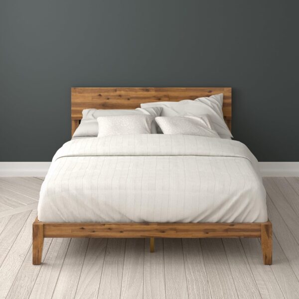 Zinus Julia Wood Platform Bed Frame, Solid Wood Foundation with Wood Slat Support, No Box Spring Needed, Easy Assembly, King
