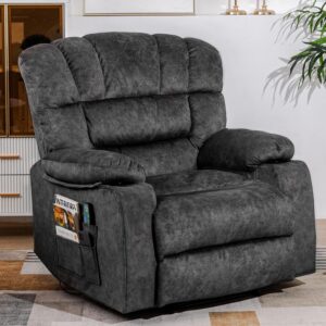 Recliner Chair Massage Heated Modern Ergonomic Lounge Single Sofa Seat Living Room Gravity Recliners Elastic Foam Filling 2 Cup Holders & Side Pocket