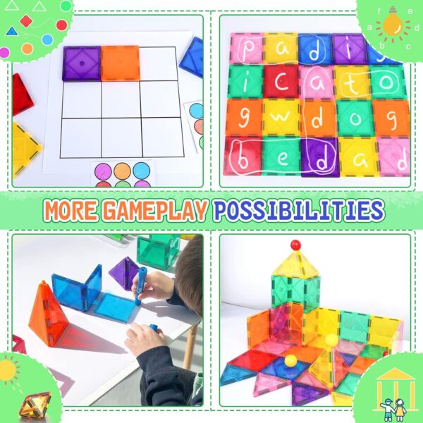 Magnetic Tiles Toddler Toys Games Sensory Toys for Toddlers 3-4 Magnetic Blocks for Kids Age 3-5 4-8 Outdoor Toddler Activities Preschool Building Learning Toys - Image 3