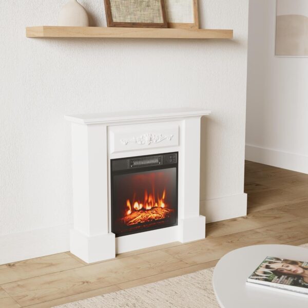 GOFLAME Electric Fireplace with Mantel, 1400W Freestanding Mantel Fireplace Heater with Remote Control, 3 Flame Brightness, Thermostat, 6H Timer, Overheat Protection, CSA Certified (White) - Image 2