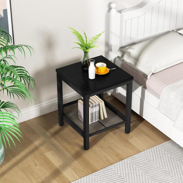 Lamerge 3 Pieces Living Room Table Set, Industrial Coffee Table with 2 Square End Side Tables, Coffee Table Set with Metal Frame for Apartment Home Office, Black - Image 5