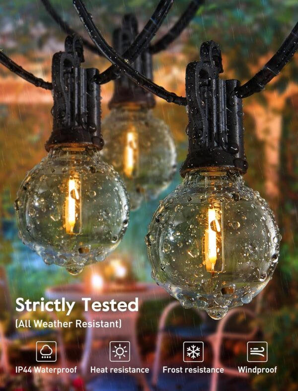 Outdoor String Lights 25 Feet G40 Globe LED Patio Lights with 13 Edison Plastic Bulbs(1 Spare), Waterproof Connectable Hanging Lights for Backyard Porch Balcony Party Decor, E12 Socket Base, Black - Image 5