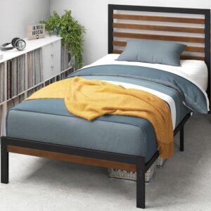 Zinus Kai Bamboo and Metal Platform Bed Frame with Headboard, No Box Spring Needed, Easy Assembly, Twin