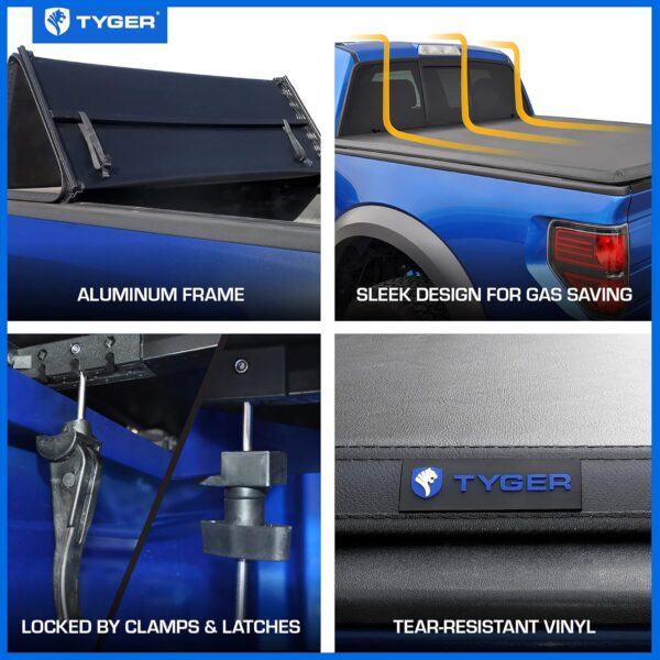 Tyger Auto T3 Soft Tri-Fold Truck Bed Tonneau Cover Compatible with 2014-2018 Chevy Silverado / GMC Sierra 1500; 2015-2019 2500HD 3500HD; 2019 LD/Limited Only | Fleetside 6'6" Bed (78") | TG-BC3C1007 - Image 4