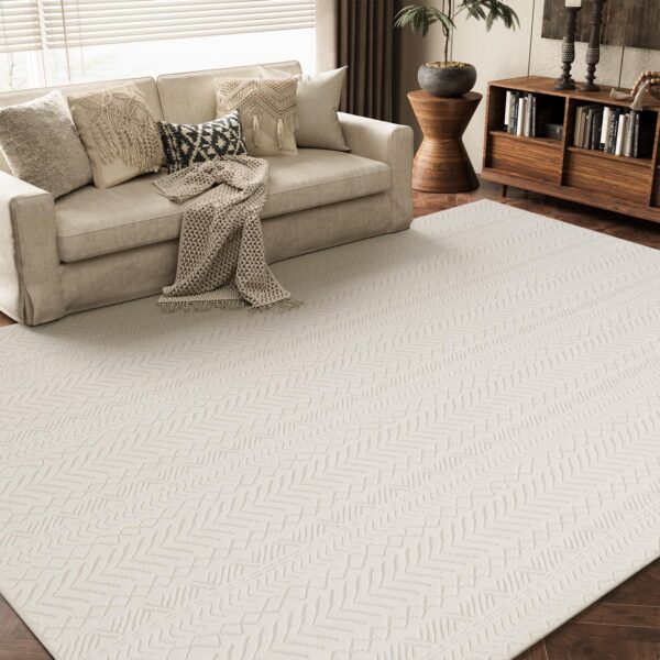 AMOAMI-Washable Area Rugs 6x9-Boho Beige Rugs for Living Room Machine Washable-3D Rugs for Bedroom-Non Slip Floor Rug-Moroccan Washable Rugs for Bedroom Dining Room
