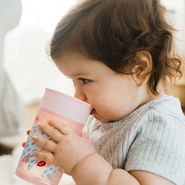 Dr. Brown's Milestones Cheers 360 Cup Spoutless Transition Cup, Travel Friendly & Leak-Free Sippy Cup, Pink Leopard – Red Lemur, 10 oz/300 mL, 2 count (1 pack) - Image 4