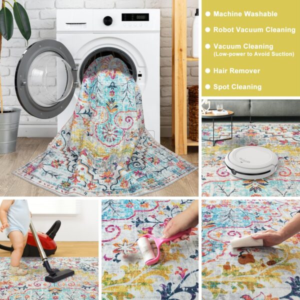 Mandala Machine Washable Area Rug 4 x 6 - Non-Slip & Safe Floor Rug - Stain Resistant Bedroom Rug - Comfortable Polyester Material Colorful Rug - Durable Modern Rug for Living Room - Living Room Rugs - Image 5