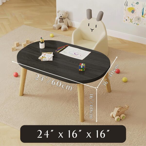 Small Coffee Table Low Table Solid Wood Sturdy Floor Table Desk for Sitting on The Floor, Storage and Living Room Furniture，Natural Wood，24inch (Round Black, 24 * 16inch) - Image 3