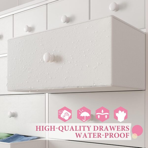 EnHomee Dresser,White Dresser for Bedroom with 12 Drawers,Tall Dressers for Bedroom,White Fabric Dressers & Chest of Drawers for Bedroom,Closet,Nursery,Girls - Image 4