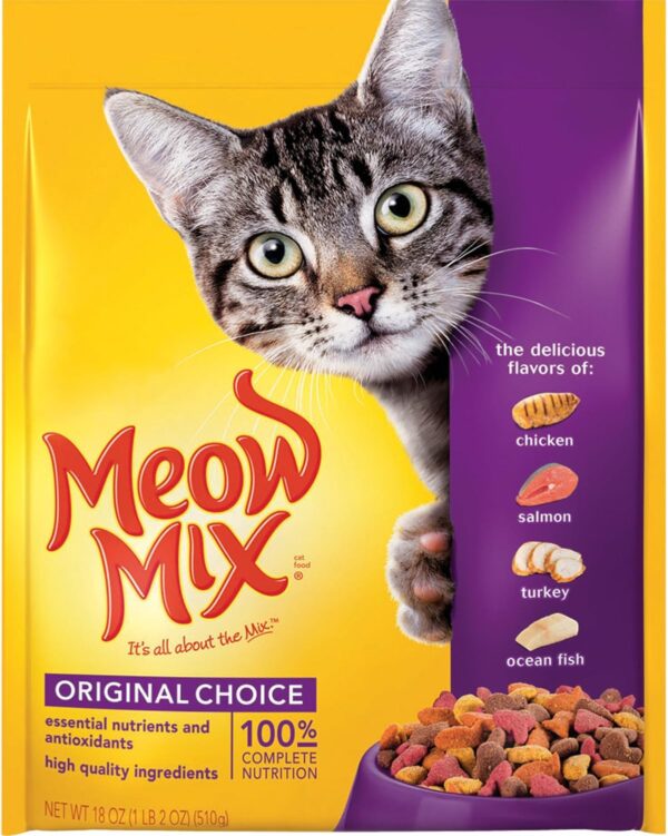 Meow Mix Original Choice Dry Cat Food, 18 Ounce (Pack of 6), Complete & Balanced Nutrition