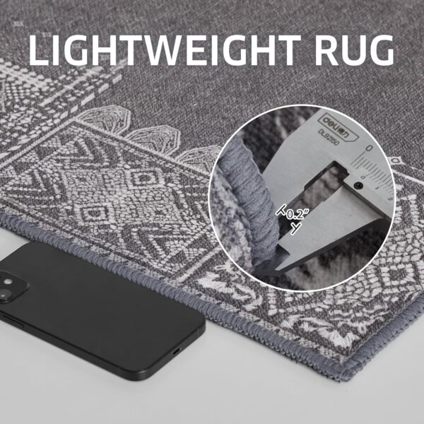 NICETOWN Grey Entryway Rug 2x3 Small Rugs for 2x3 Washable Vintage Area Rug - Boho Non-Slip Entryway Rug Living Room Rug Entrance Mat Carpet for Kitchen Laundry Bathroom Bedroom, Grey - Image 3