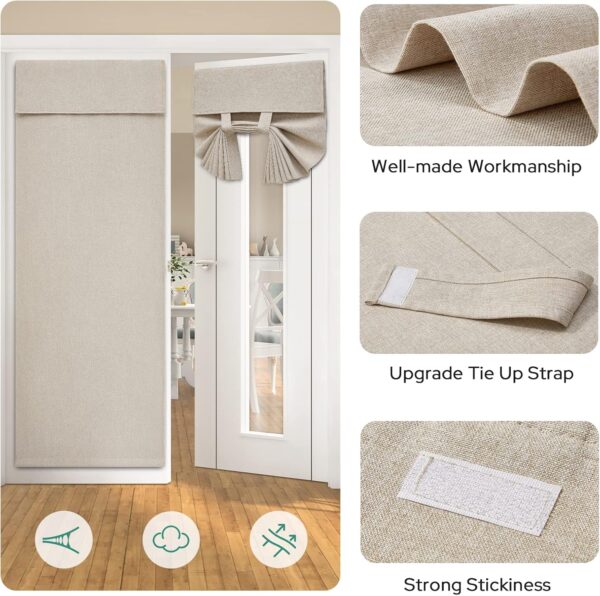 HOMEIDEAS Natural Linen French Door Curtains, Privacy Door Window Curtains Panel, French Door Shade for Door Window, Thermal Insulated Door Window Covering for Bedroom, W26 x L40 Inch, 1 Panel - Image 5